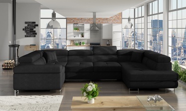 Угловой диван Letto Kronos 07, черный, правый, 202 x 340 см x 90 см