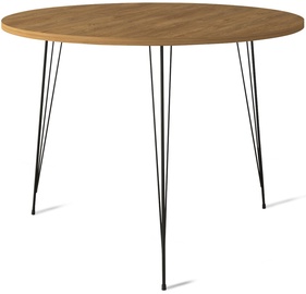 Pusdienu galds Kalune Design Sandalf, melna/ozola, 90 cm x 90 cm x 75 cm