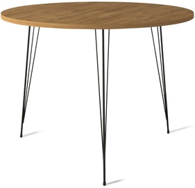 Pusdienu galds Kalune Design Sandalf, melna/ozola, 900 mm x 900 mm x 750 mm