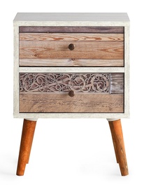 Ночной столик Kalune Design Malmö, белый/ореховый, 35 x 40 x 55 см