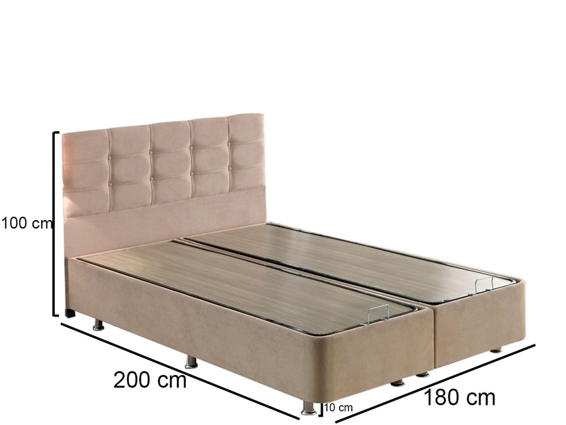 Кровать Kalune Design Ela Double, 180 x 200 cm, светло-коричневый, с решеткой