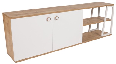 TV galds Kalune Design Larina, balta/ozola, 1500 mm x 300 mm x 485 mm