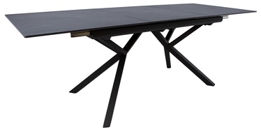 Pusdienu galds izvelkams Home4you Eddy, melna/pelēka, 1600 - 2200 mm x 900 mm x 760 mm