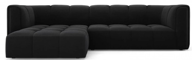 Stūra dīvāns Micadoni Home Serena 3 Seats Velvet, melna, kreisais, 256 x 160 cm x 70 cm