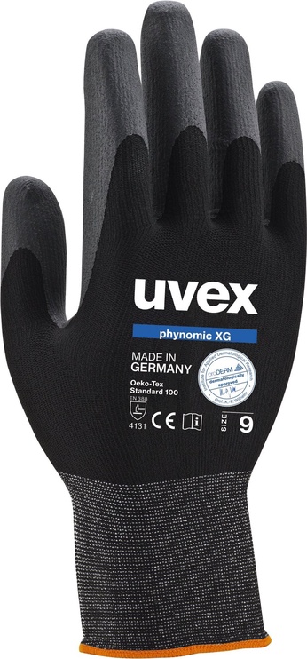 Рабочие перчатки перчатки Uvex Phynomic XG, эластан/полиамид, черный, 10, 2 шт.
