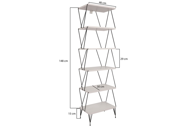 Напольная полка Kalune Design Balaban 854KLN4318, белый, 48 см x 31 см x 165 см