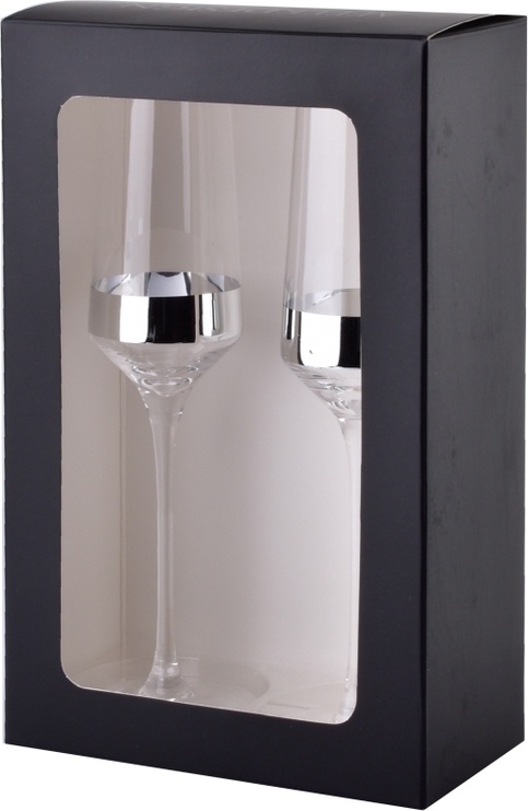 Šampanieša glāžu komplekts AffekDesign Mirella Silver, stikls, 0.220 l, 2 gab.