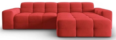Stūra dīvāns Micadoni Home Kendal Velvet 4 Seats, sarkana, labais, 256 x 173 cm x 79 cm
