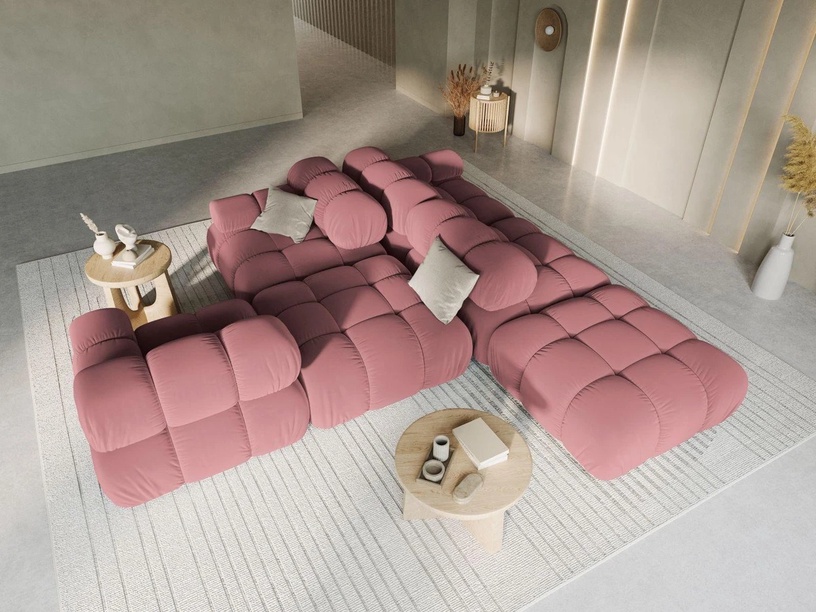 Mooduldiivan Micadoni Home Bellis Velvet, roosa, parem, 282 x 94 cm x 63 cm