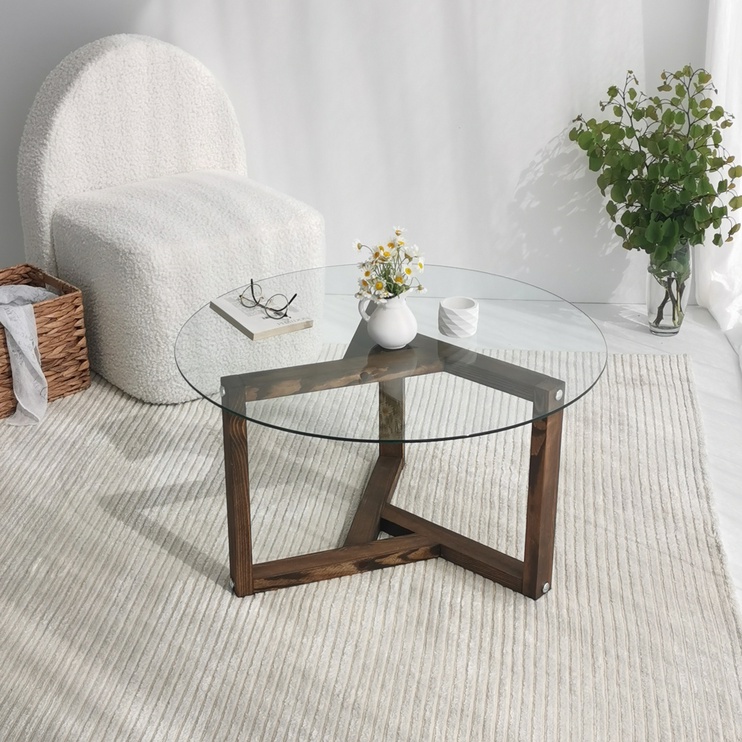 Журнальный столик Kalune Design Miro, ореховый, 75 см x 75 см x 40 см