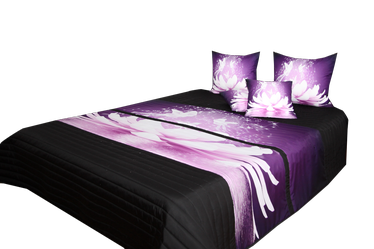 Gultas pārklāja un spilvena komplekts Mariall 3D N38e, melna/violeta, 220 cm x 240 cm