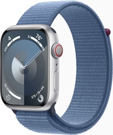 Viedais pulkstenis Apple Watch Series 9 GPS + Cellular, 45mm Silver Aluminium Winter Blue Sport Loop, sudraba