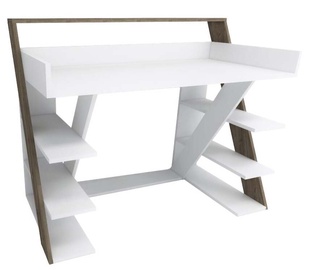 Galds regulējams augstums Kalune Design Metrix, balta/valriekstu