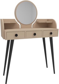 Столик-косметичка Kalune Design Elegans 550ARN2744, бежевый, 93.6 см x 37 см x 133.6 см, с зеркалом