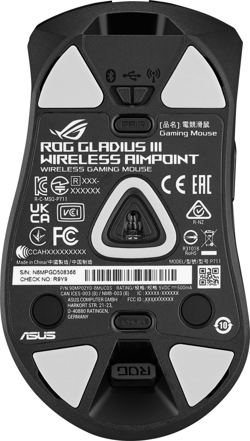 Spēļu pele Asus ROG Gladius III, melna