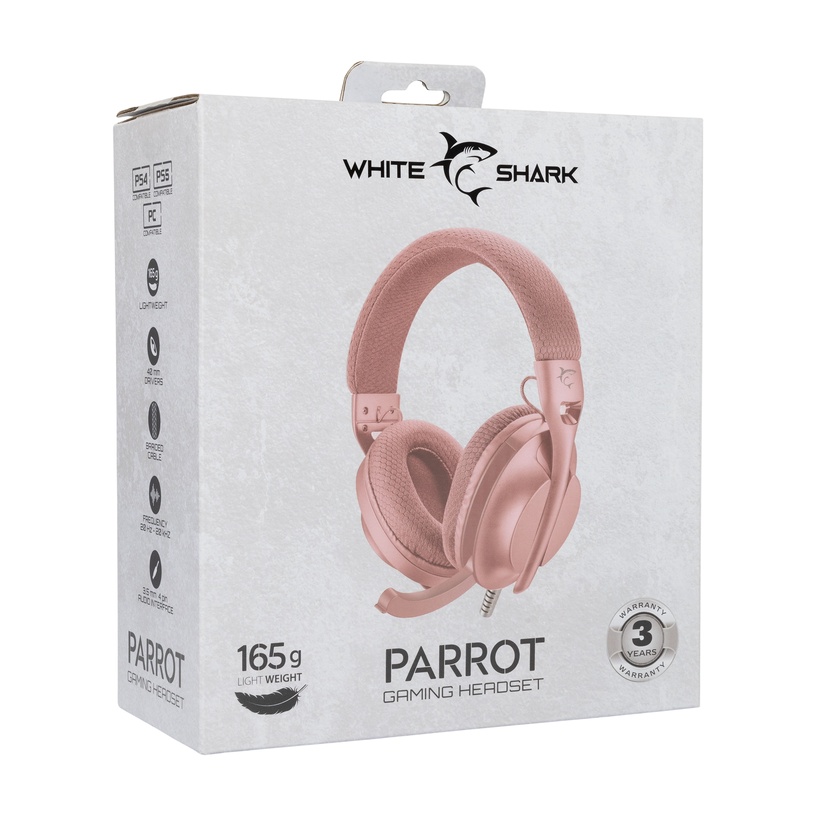Juhtmega mänguri peakomplekt White Shark Parrot GH-2440, roosa