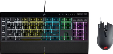 Klaviatūra Corsair K55 RGB PRO + Harpoon RGB Pro K55 EN, melna