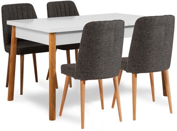 Ēdamistabas komplekts Kalune Design Santiago 1053 - 1 AB, balts/priedes/antracīts