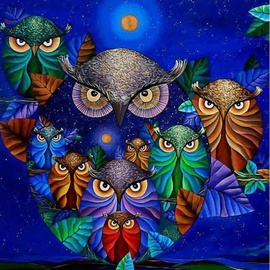 Mozaīka Norimpex Mandala 7D Owl In Purple 1006564, daudzkrāsains
