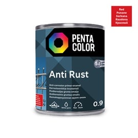 Emaljas krāsa Pentacolor Anti Rust, pus-spīdīgs, 0.9 l, sarkana