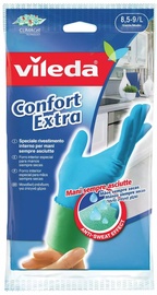 Cimdi gumijots, pirkstaiņi Vileda Extra Comfort, pieaugušajiem, latekss, zila, L, 2 gab.