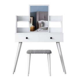 Kosmetinis staliukas Kalune Design 2235, baltas, 40 cm x 97.8 cm x 111.8 cm, su veidrodžiu