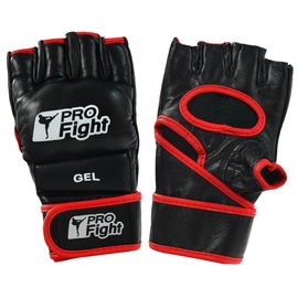 Перчатки без пальцев ProFight MMA, черный/красный, L