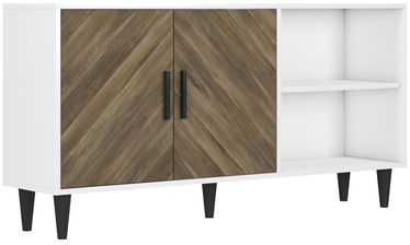 TV galds Kalune Design Fiorita, balta/valriekstu, 150 cm x 35 cm x 75 cm