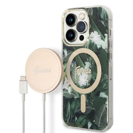 Комплект чехла и зарядного устройства Guess GUBPP14XHJEACSA, Apple iPhone 14 Pro Max, зеленый