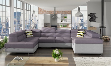Stūra dīvāns Letto Soro 65, Soro 83, pelēka/violeta, kreisais, 340 x 340 cm x 90 cm