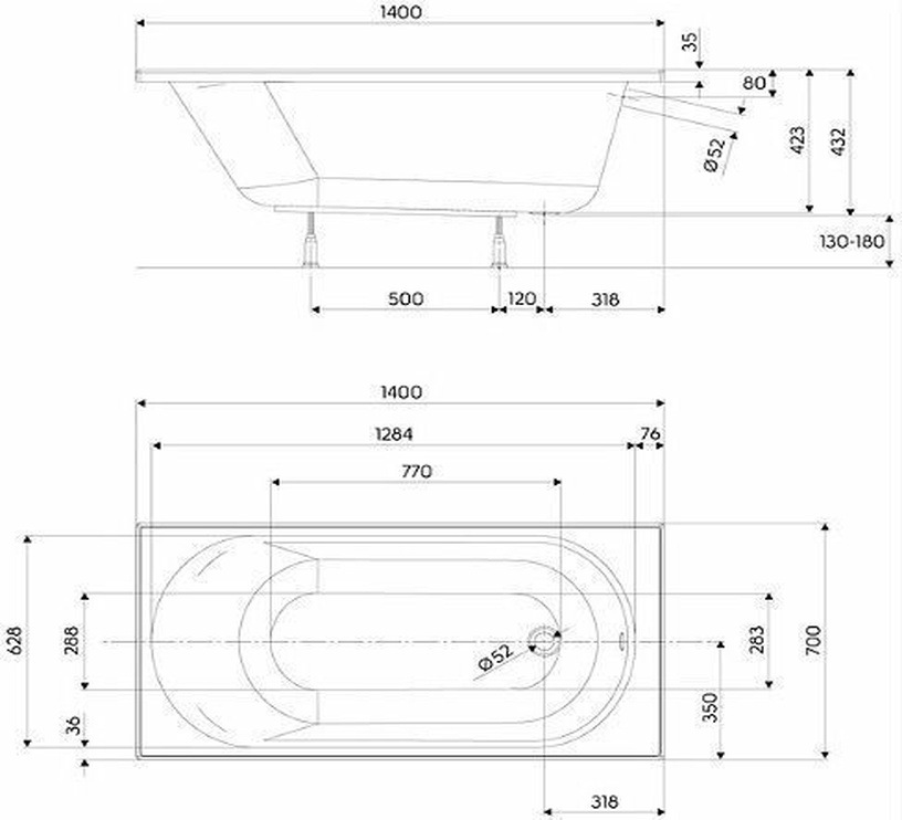 Ванна Kolo Opal Plus 170 x 70 x 42 cm, белый (товар с дефектом/недостатком)