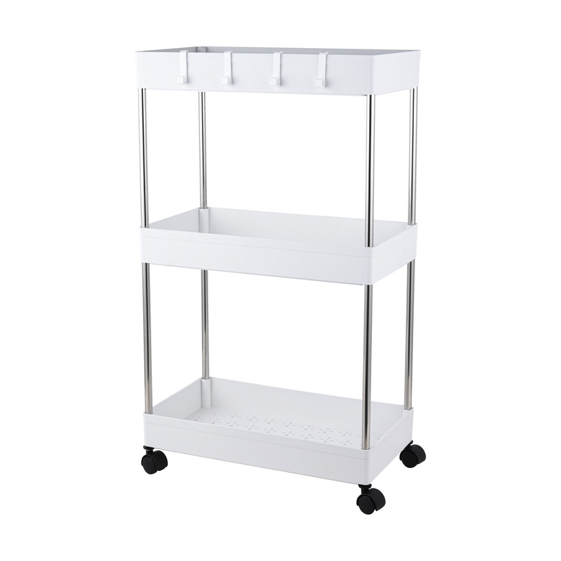 Ratastega riiul Domoletti TC-P05-3, valge, 22 x 38 x 67.5 cm