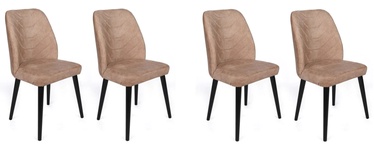 Ēdamistabas krēsls Kalune Design Dallas 523 V4 974NMB1578, matēts, melna/bēša, 49 cm x 50 cm x 90 cm, 4 gab.