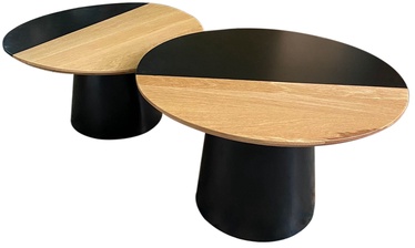 Kohvilaudade komplekt Kalune Design Engure, must/mänd, 70 cm x 70 cm x 48 cm