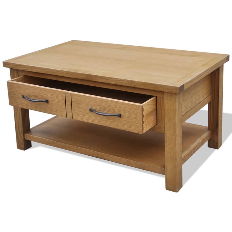 Kafijas galdiņš VLX Solid Oak Wood, brūna, 530 mm x 880 mm x 450 mm