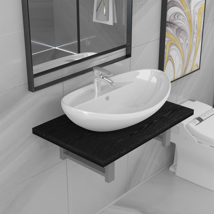 Комплект мебели для ванной VLX 279337, белый/черный, 40 x 60 см x 16.3 см