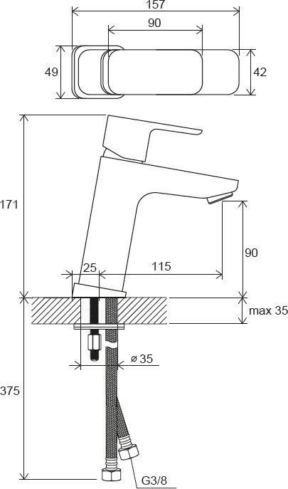 Смеситель Ravak TD F 014.20, черный
