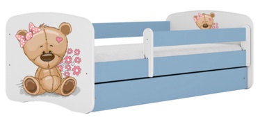 Детская кровать одноместная Kocot Kids Babydreams Teddybear Flowers, синий/белый, 164 x 90 см, c ящиком для постельного белья