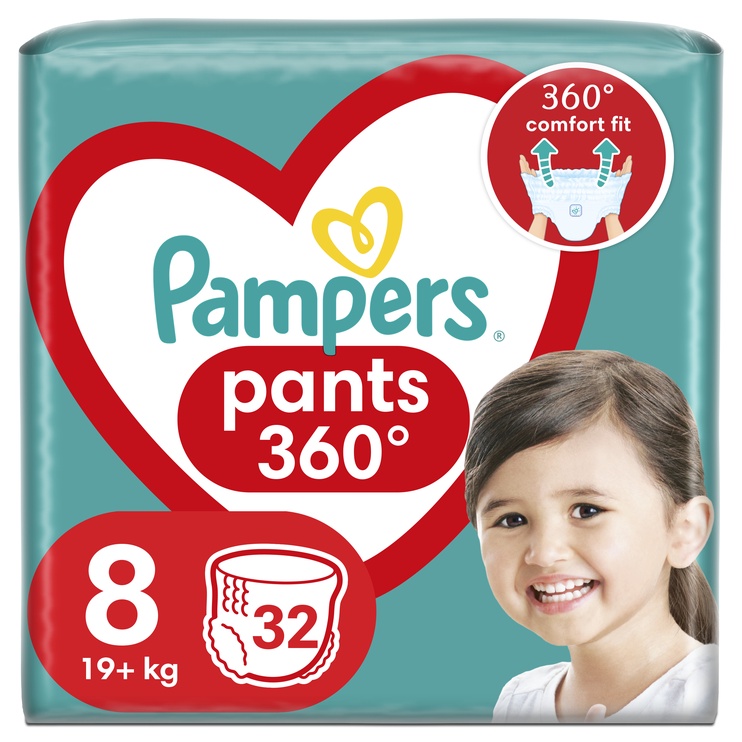 Подгузники-трусики Pampers Pants, Размер 8, 32 подгузника, 19кг+