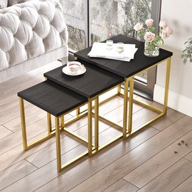 Журнальный столик Kalune Design VG7 LB, золотой/черный, 40 см x 40 см x 41.8 см