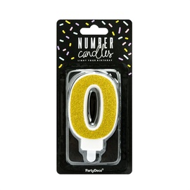 Свеча Party&Deco Number 0, золотой