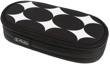 Пенал Herlitz Just Black, 21.5 см x 9.5 см, белый/черный