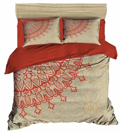 Ziemassvētku gultas veļas komplekts Mijolnir, zelta/sarkana/bēša, 200x220 cm