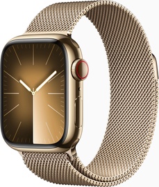 Viedais pulkstenis Apple Watch Series 9 GPS + Cellular, 41mm Gold Stainless Steel Gold Milanese Loop, zelta