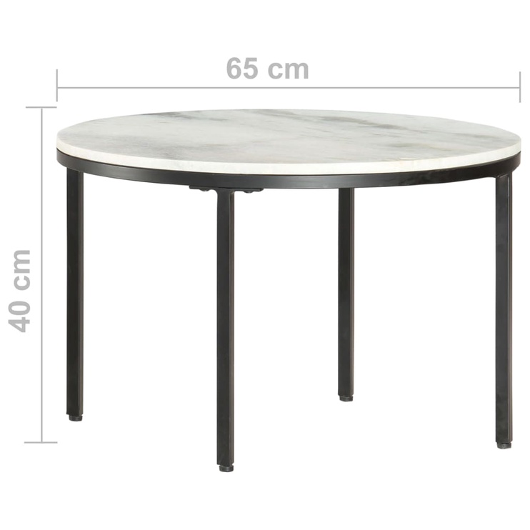 Kafijas galdiņš VLX Real Solid Marble 286410, balta/melna, 650 mm x 650 mm x 400 mm