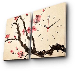 Laikrodis - paveikslas Wallity Canvas 2P3040CS-126, rožinė/smėlio, medis/drobė, 40 cm x 30 cm