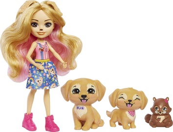 Lėlė Enchantimals Gerika Golden Retriever & Family, 15 cm