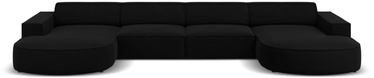 Dīvāns Micadoni Home Jodie Velvet Rounded Panoramic 6 Seats, melna, 364 x 166 cm x 70 cm