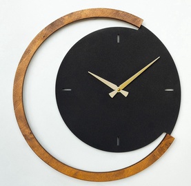 Часы Wallity Moon Time, черный/ореховый, cталь/дерево, 44 см x 68 см