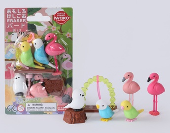 Dzēšgumija- puzles komplekts Iwako Birds, daudzkrāsaina
